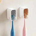 2Pcs Wall Mounted Toothbrush Holders for Bathroom Toothbrush Cover for Shower Storage Organizer Single Toothbrush Dispenser Storage Organizer for Family Travel Bathroom Punch Free Design