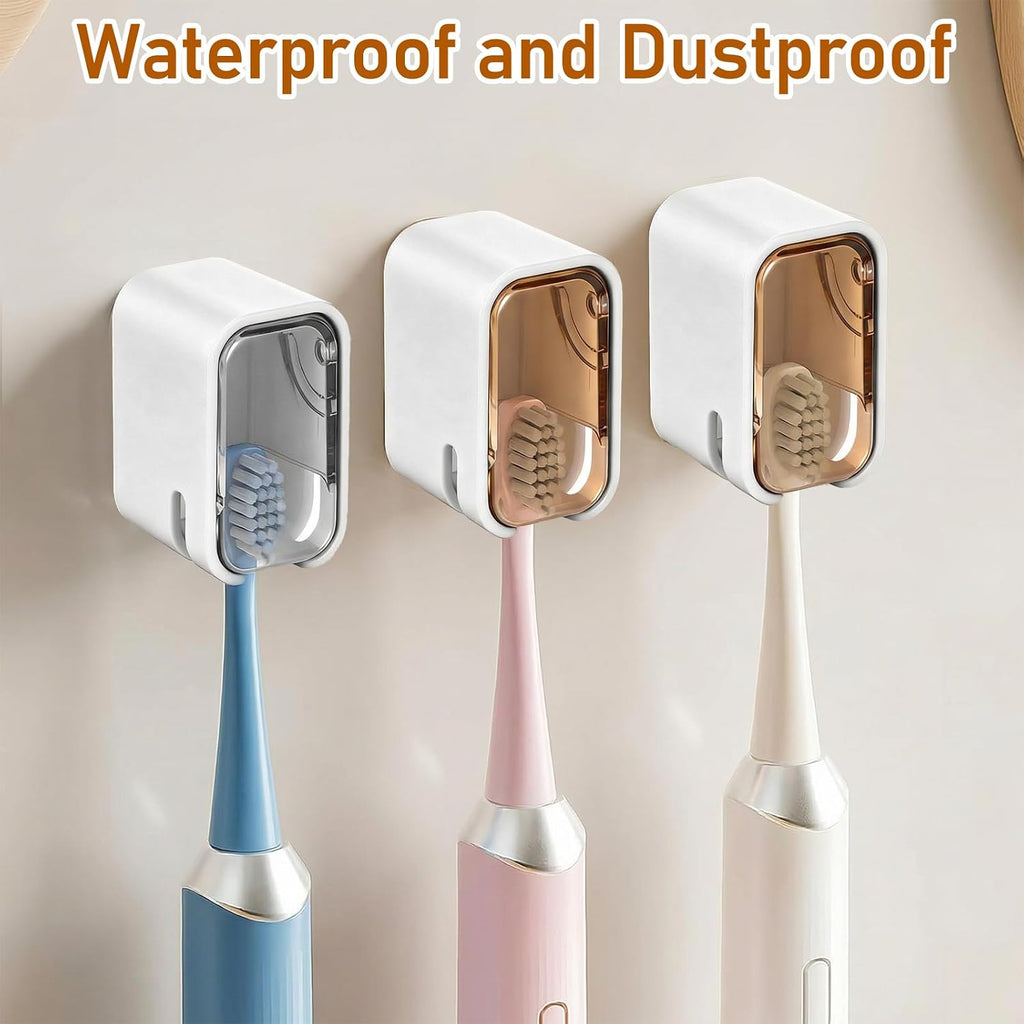 2Pcs Wall Mounted Toothbrush Holders for Bathroom Toothbrush Cover for Shower Storage Organizer Single Toothbrush Dispenser Storage Organizer for Family Travel Bathroom Punch Free Design