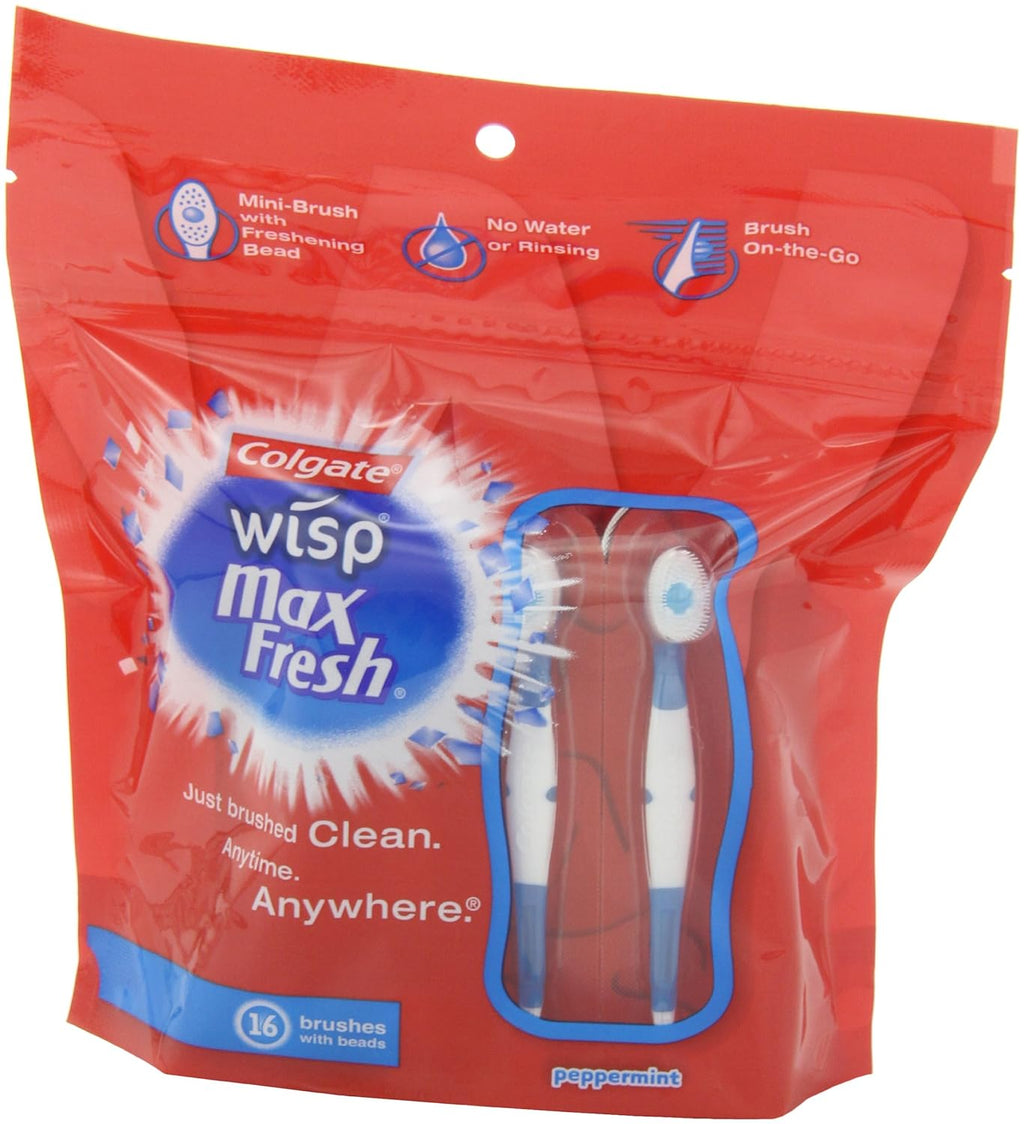Wisp Mini-Brush with Freshening Bead, Peppermint, 16-Count