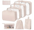 8 Set Packing Cubes for Suitcases,Packing Cubes with Shoe Bag, Cosmetics Bag, Clothing Bag, Accessories Bags Packing Cubes for Travel Luggage Organizer Women Men(Beige)