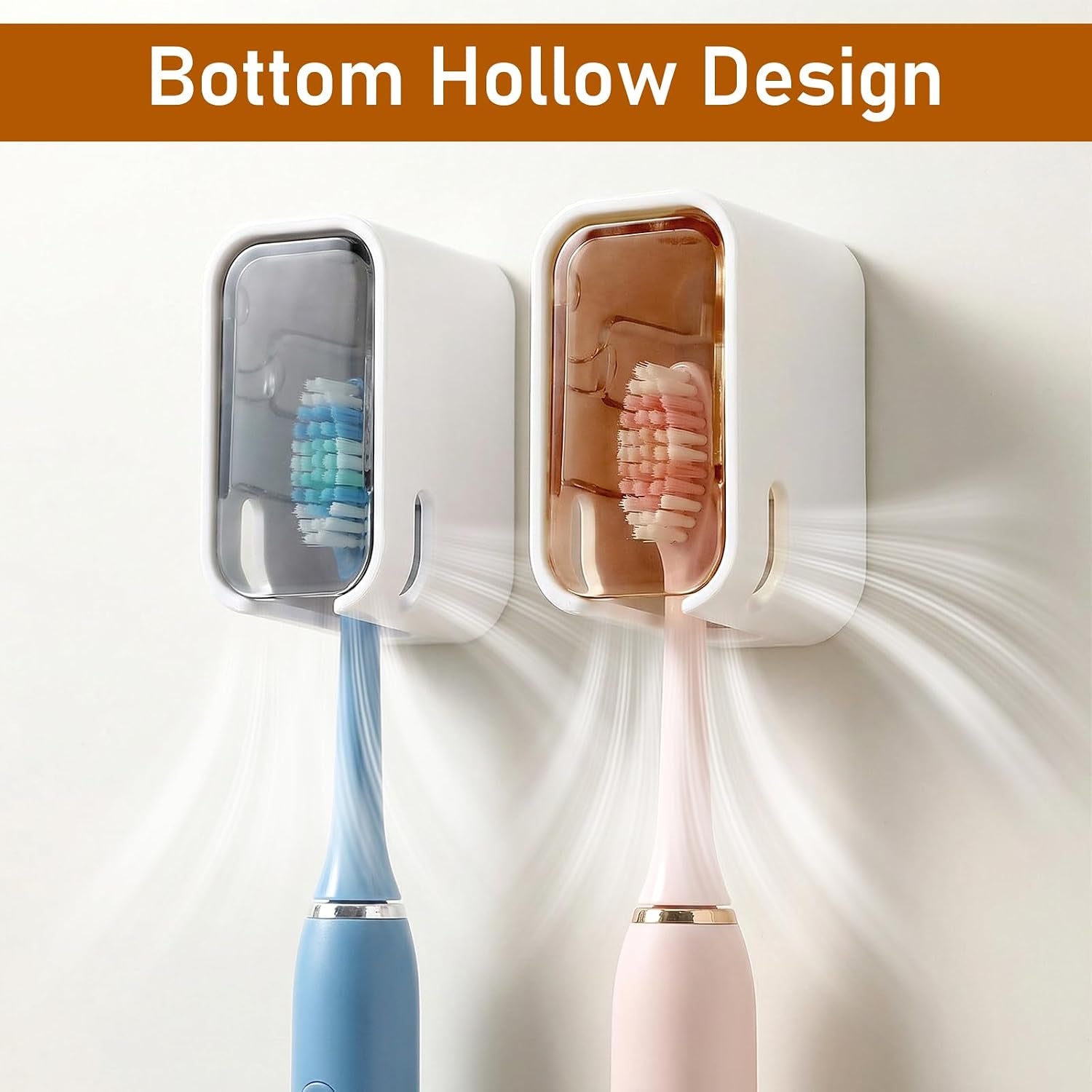2Pcs Wall Mounted Toothbrush Holders for Bathroom Toothbrush Cover for Shower Storage Organizer Single Toothbrush Dispenser Storage Organizer for Family Travel Bathroom Punch Free Design